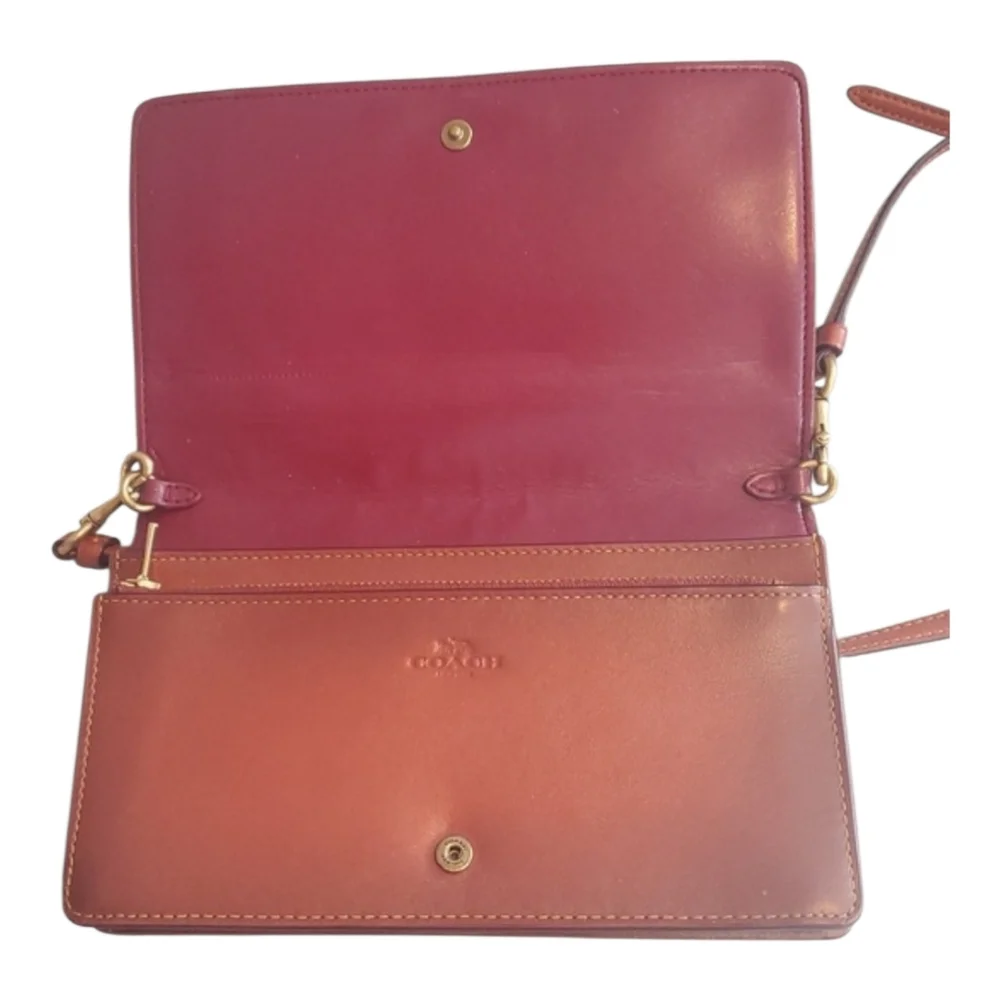 Coach Anna Foldover Clutch Tan Signature Crossbody Bag GUC YR.20 - Picture 3 of 10